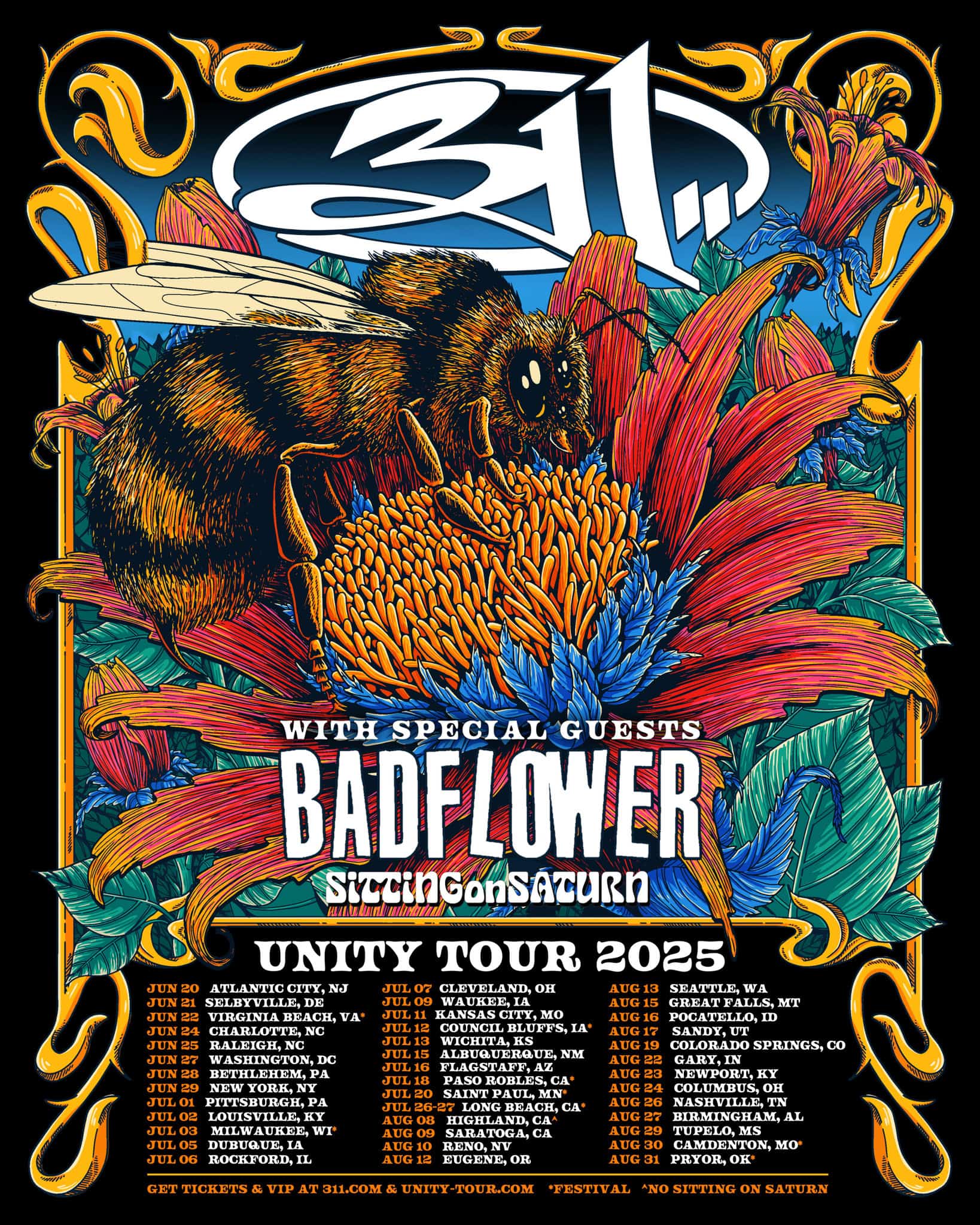 311 The Unity United States Tour 2025 with Badflower and Sitting on Saturn | The Metalverse.net