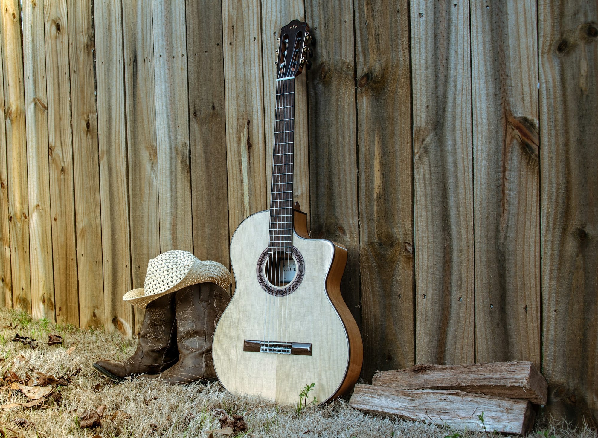 brown classical guitar